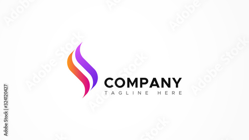 Abstract Gradient Fire Wave Logo Letter S isolated on white background. Flat Vector Logo Design Template Element