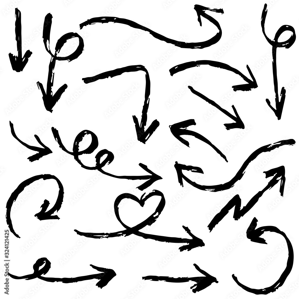 Set of Hand drawn vector arrows doodle on white background.design element vector illustration. Set of Hand drawn vector arrows doodle on white background.design element vector illustration.