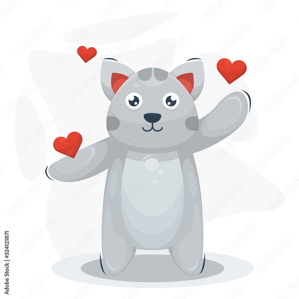 adorable cat with love cartoon vector adorable cat with love cartoon vector