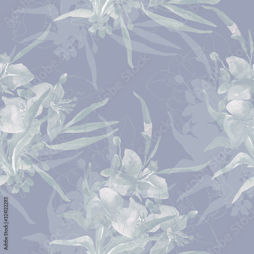 Spring flowers. Seamless pattern. Pattern on white and color background.