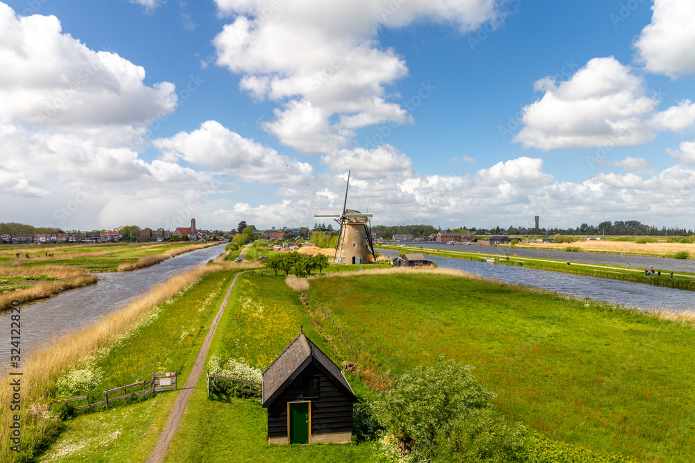 Water mill. Kinderdijk, South Holland province, Netherlands.