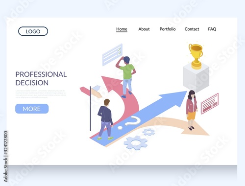 Professional dicision vector website landing page design template
