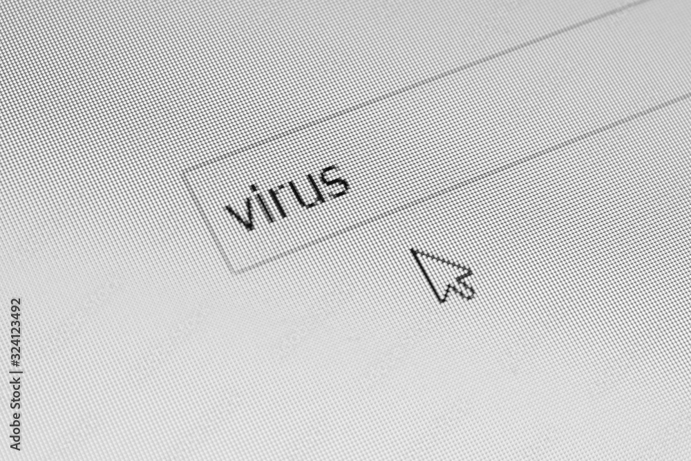 Computer screen search virus concept Computer screen search virus concept
