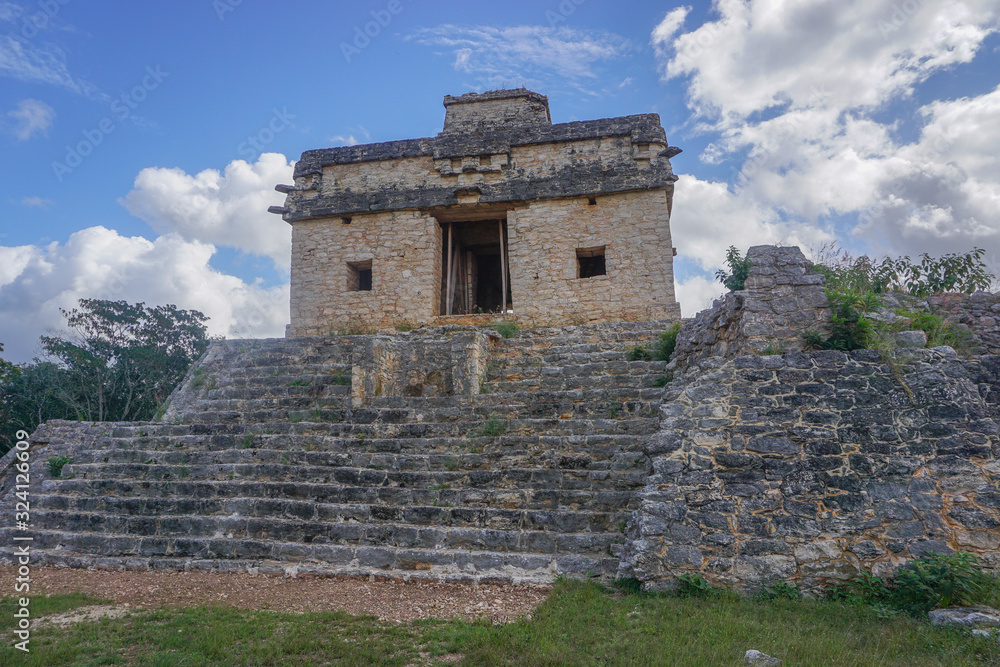 Dzibilchaltun, Yucatan, Mexico: the Temple of the Seven Dolls, named for the effigies found at the site when the temple was discovered by archaeologists in the 1950s.