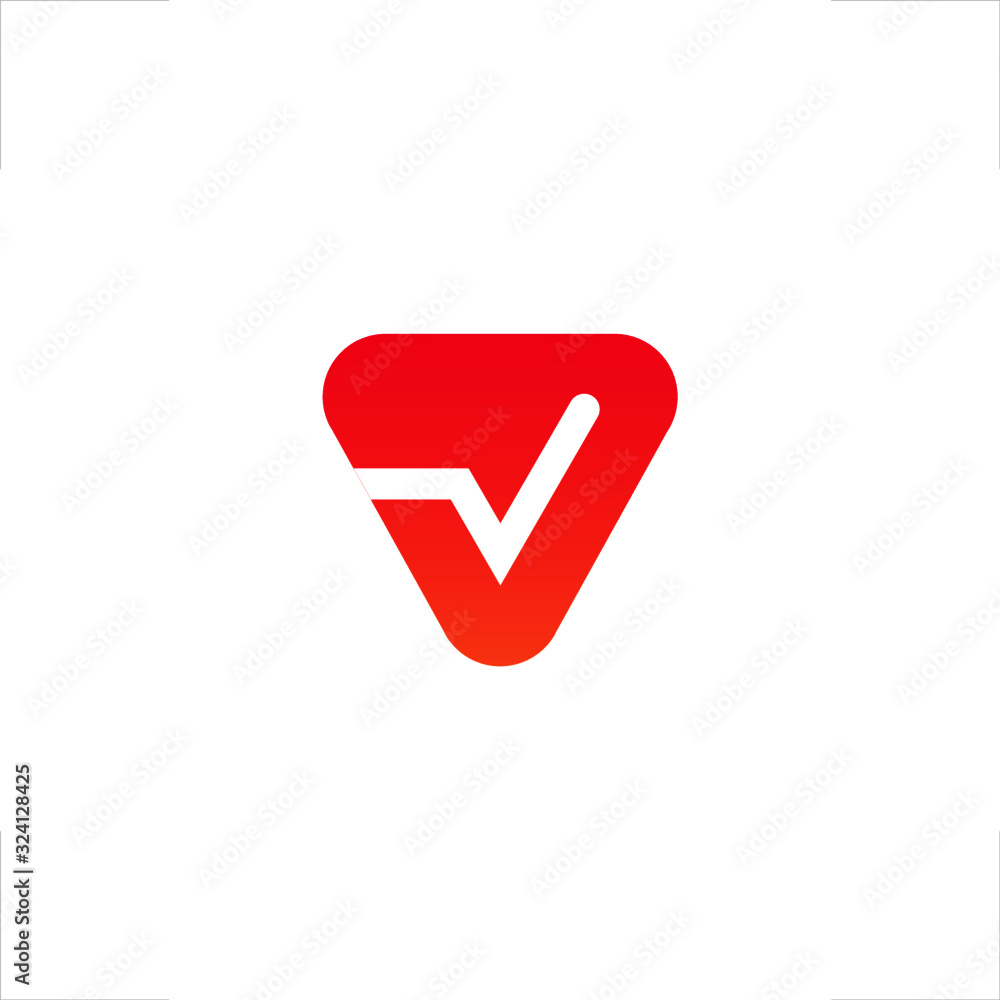 V letter logo check mark in triangle design V letter logo check mark in triangle design