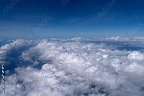 Beautiful aerial view above clouds.