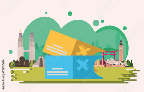 tickets flight documents isolated icon