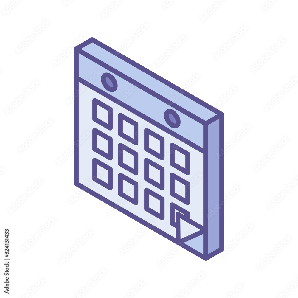 Calendar reminder isometric icon. Calendar page isometric vector illustration for web design. Symbol, logo illustration Calendar reminder isometric icon. Calendar page isometric vector illustration for web design. Symbol, logo illustration