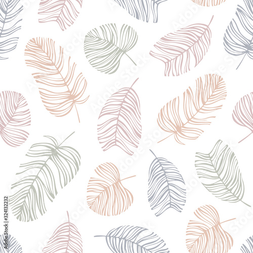 Wallpaper Mural Seamless pattern with hand drawn leaves. Torontodigital.ca