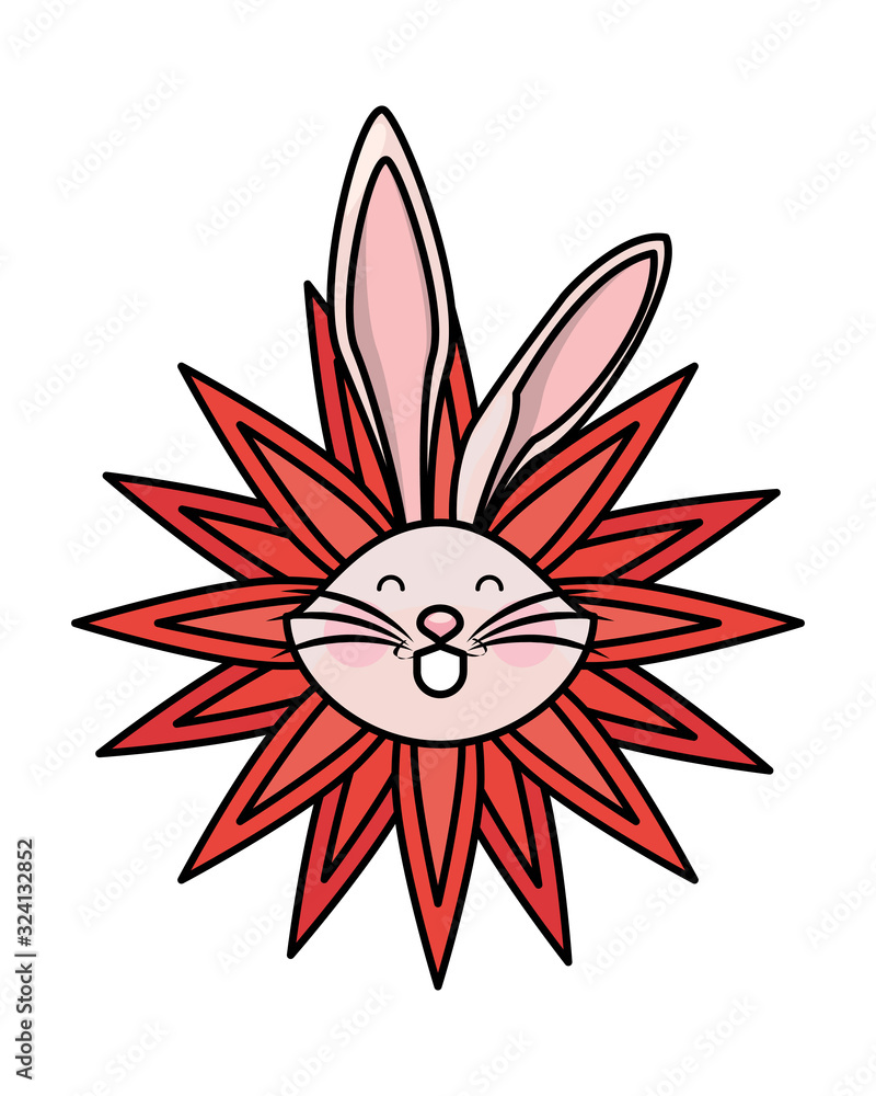 Fototapeta premium cute rabbit easter with flower petals