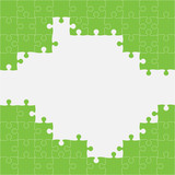Vector background green piece puzzle frame jigsaw