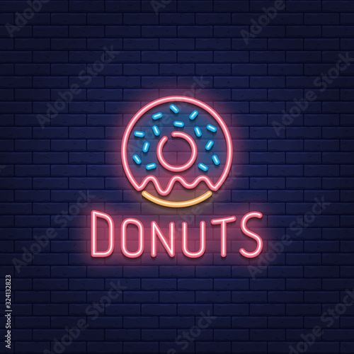 Neon Donut Logo Design Template