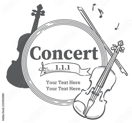 楽器のイラストを使った、コンサートポスターなどに使えるデザイン素材