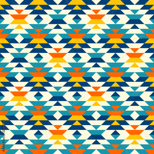 Bohemian large aztec diamonds blue pattern