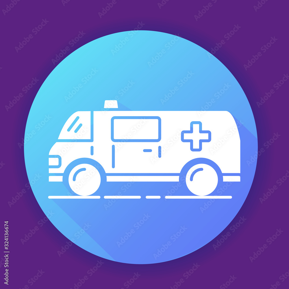Ambulance car icon.Outline medical van. Flat vector illustration. 