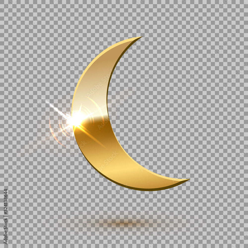 Gold shiny moon isolated on transparent background Stock Vector | Adobe ...