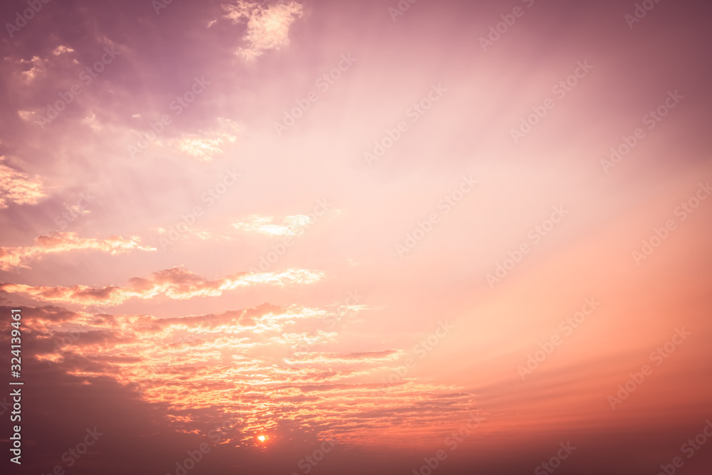 Fototapeta premium beautiful orange clouds at the sunset time horizontal composition
