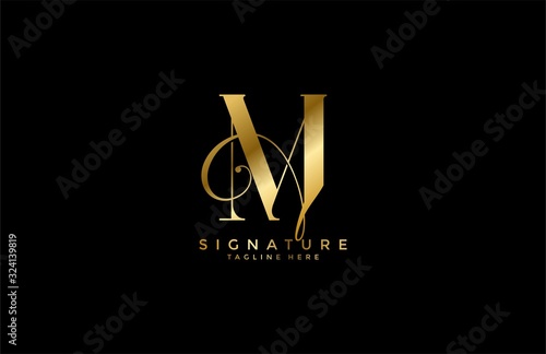 professional monogram signature letter M logotype