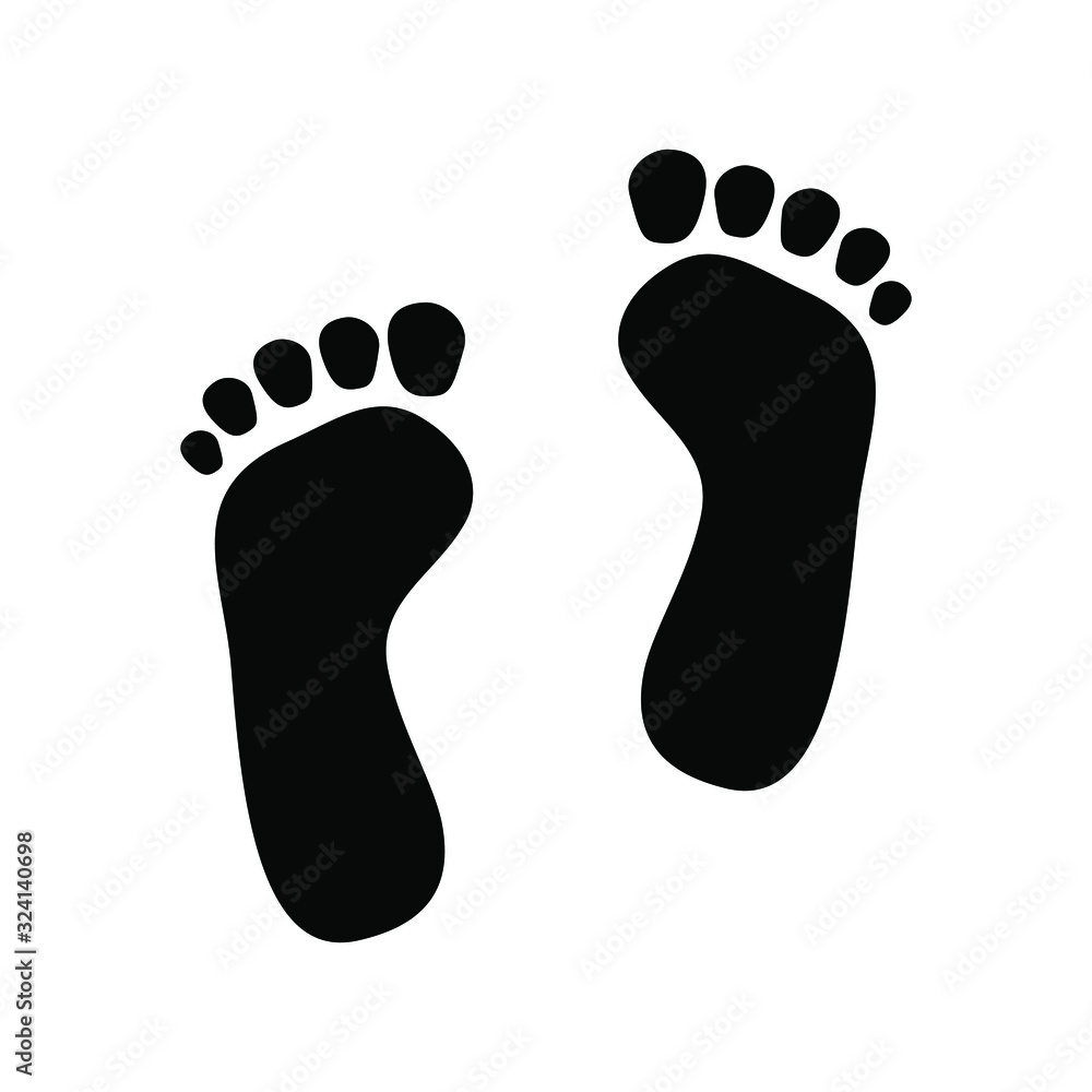 Black icon of human footprints. Vector illustration. Black icon of human footprints. Vector illustration.