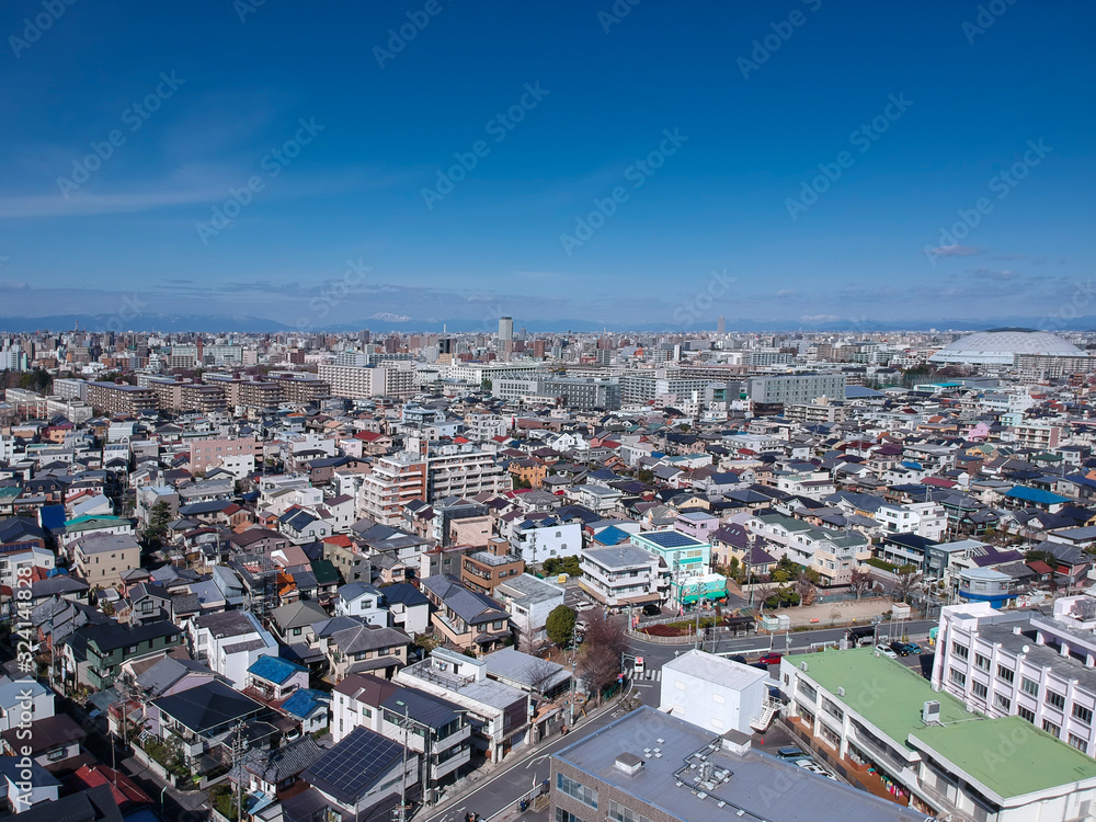 Fototapeta premium ドローンで空撮した名古屋市の街並みの風景