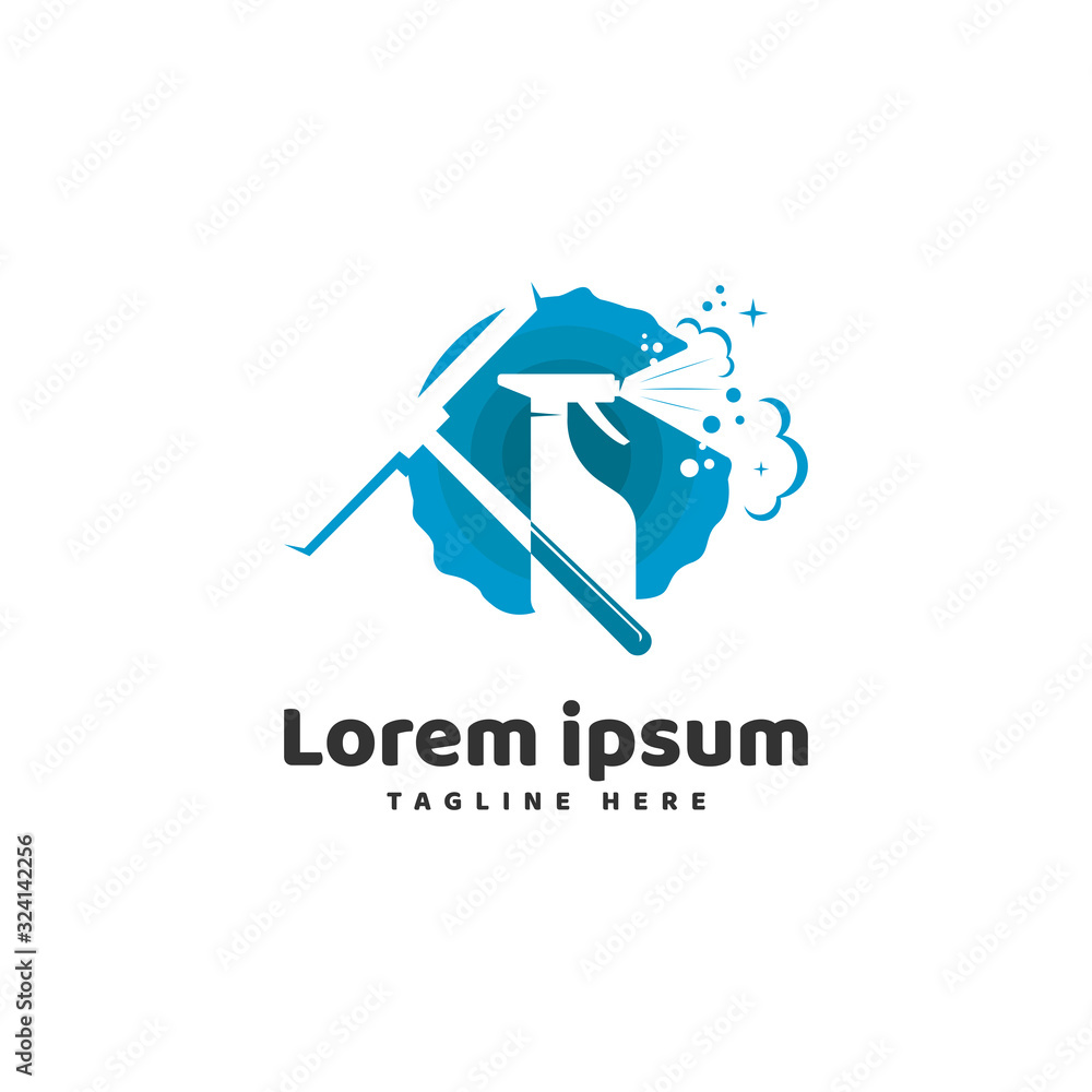 Cleaning Service with Spray Bottle Logo Vector Icon Illustration Cleaning Service with Spray Bottle Logo Vector Icon Illustration
