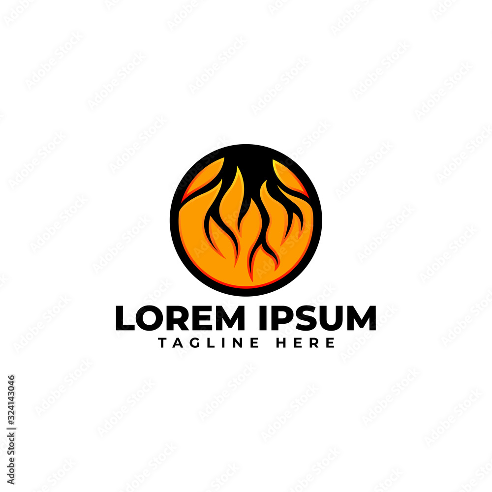 Root and Fire Logo Vector Icon Illustration Root and Fire Logo Vector Icon Illustration