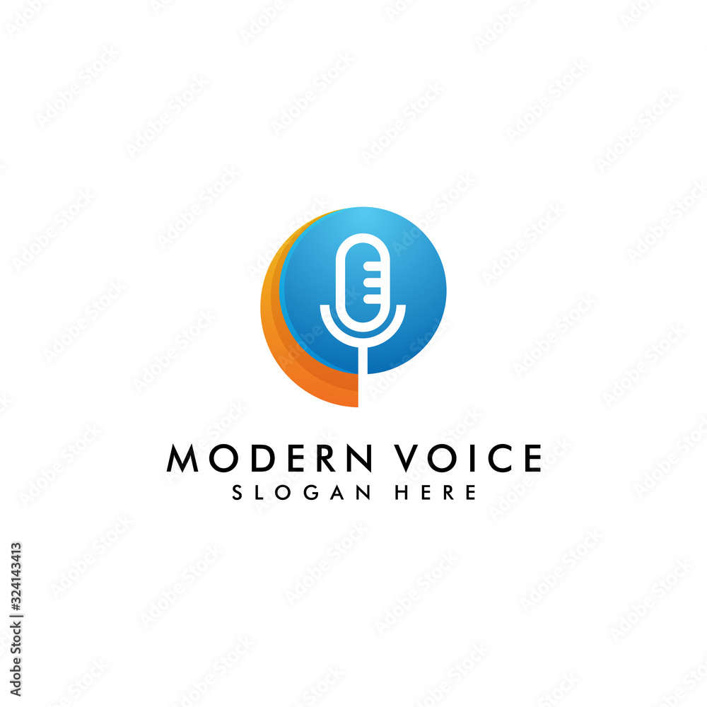 Fototapeta premium voice podcast logo design template vector illustration