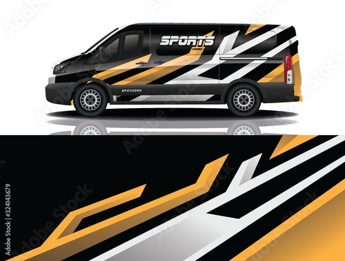 van car decal wrap design vector