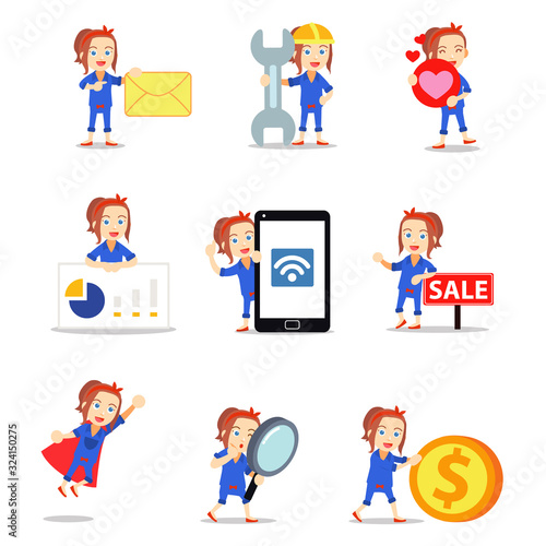 Set character of woman as an expert mechanic in installing the riveter.