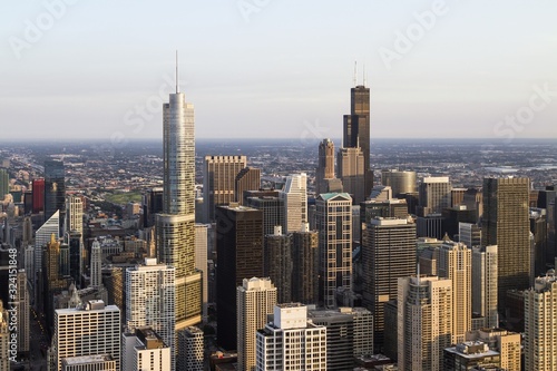 Beautiful aerial view of Chicago skyline at daytime  Illinois  USA