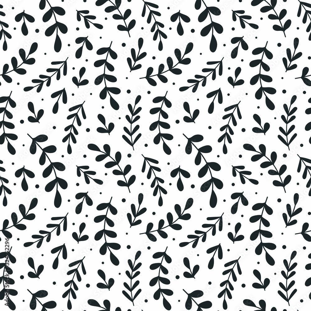 Floral seamless pattern; simple hand drawing twigs; doodle vector illustration. Floral seamless pattern; simple hand drawing twigs; doodle vector illustration.