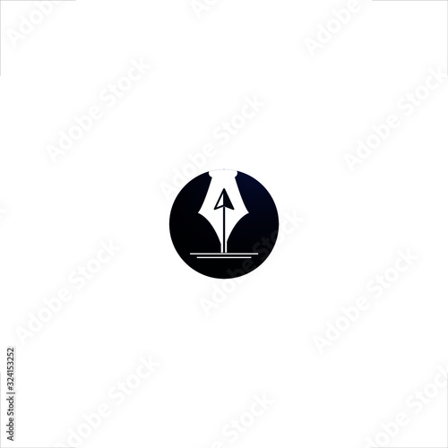 pen logo Fountain nib  with arrow in circle design
