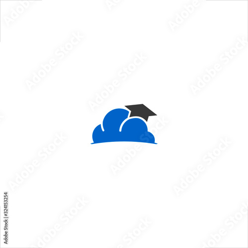 Cloud logo graduation hat education design