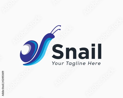 Simple blue snail logo design inspiration