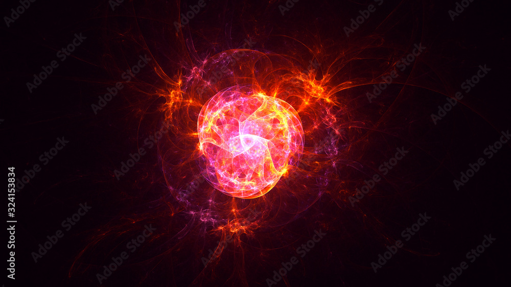 Fototapeta premium 3D rendering abstract red fractal light background