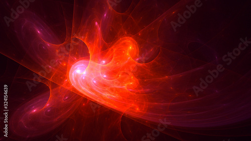 3D rendering abstract red fractal light background