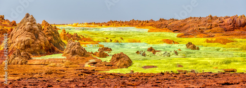Photos Colorful incredible abstract apocalyptic landscape like moonscape of Dallol Lake