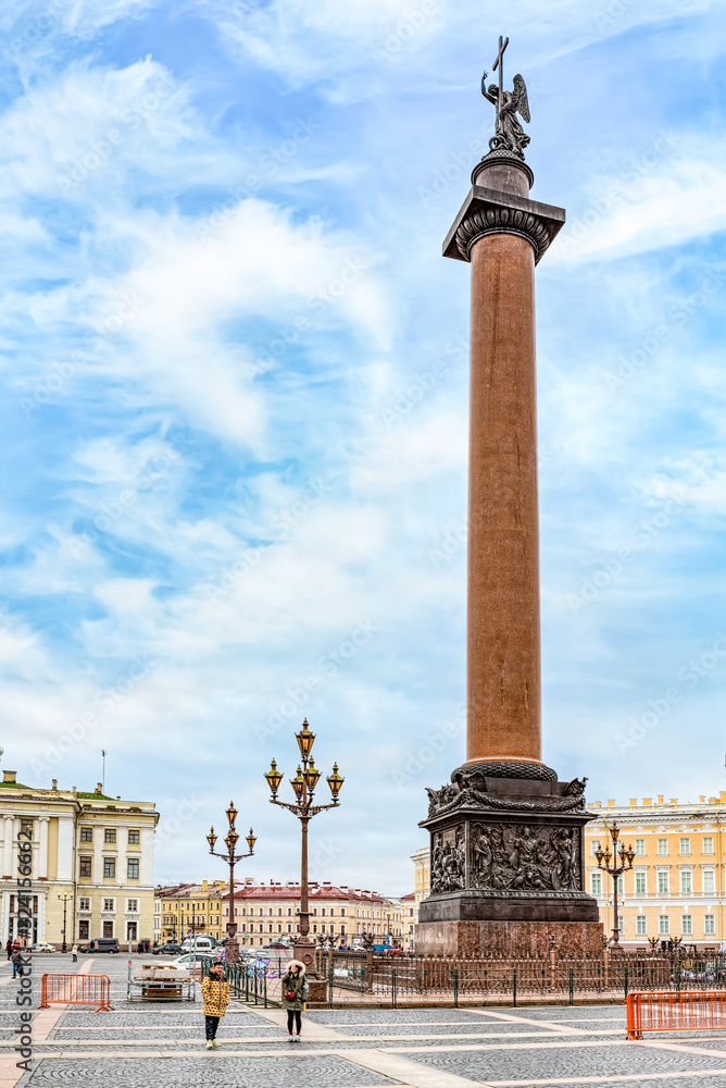 Winter Palace, Hermitage Museum and and Alexander column.  Saint Petersburg.
