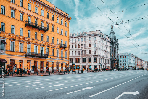 Nevsky Avenue. Urban and historically beautiful city views of Saint Petersburg. Russia.