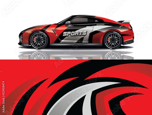 Sports car wrapping decal design