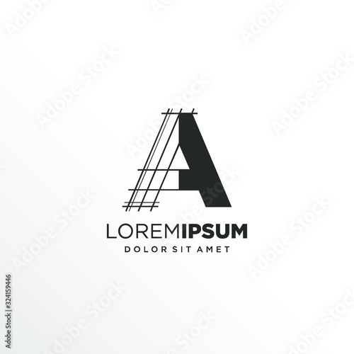 Letter A Logo Design with Architecture Element