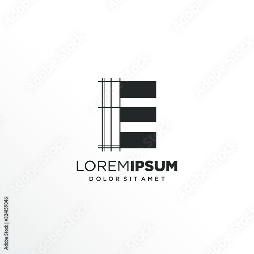 Letter E Logo Design with Architecture Element
