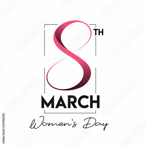 8 march Happy Women's Day Typography Text. Vector Illustration