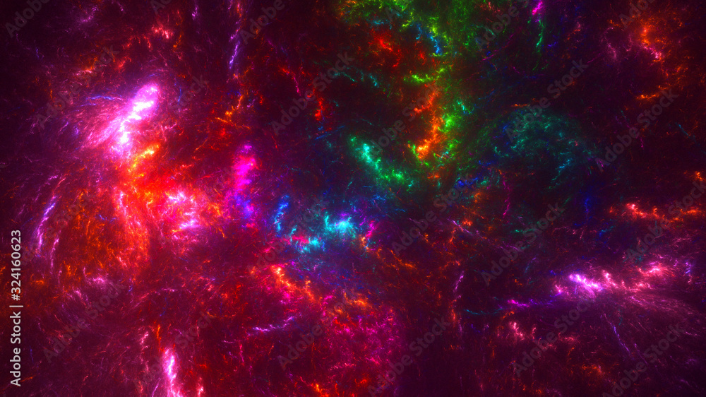 3D rendering abstract red fractal light background