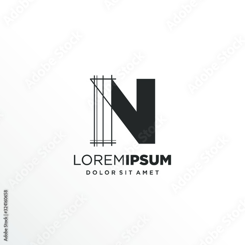 Letter N Logo Design with Architecture Element