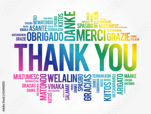Thank You word cloud in different languages, concept background