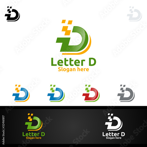 Letter D for Digital Vector Logo, Marketing, Financial, Advisor or Invest Design Icon