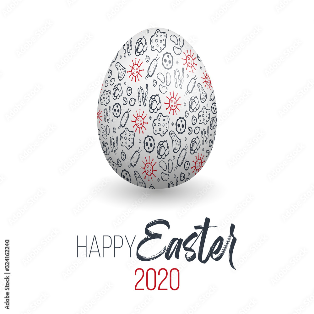 Happy Easter. Easter egg with virus texture on a white background ...