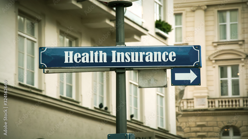 Obraz premium Street Sign to Health Insurance