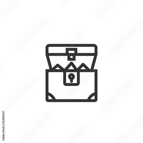 Opened treasure chest outline icon. Vector